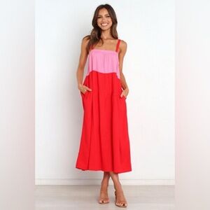 Petal & Pup Pink and Red Midi Dress